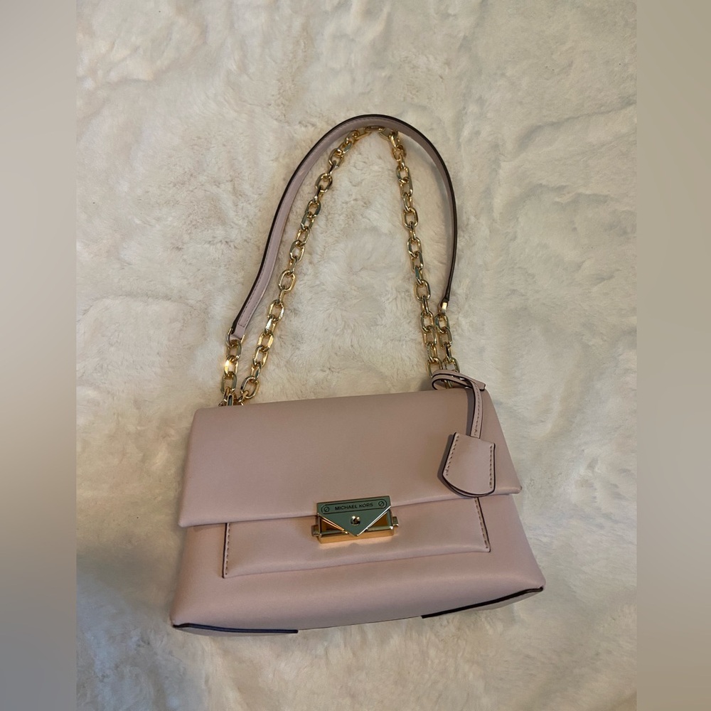 MICHAEL KORS CECE MEDIUM FLAP POCKET SHOULDER CROSSBODY BAG POWDER BLUSH